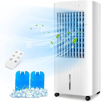 PETSITE Evaporative Air Cooler, Portable Cooling Fan with Remote Control, 3 Wind Modes, 3 Wind Speeds, 15H Timer, 2 Ice Boxes, Personal Swamp Cooler for Home Office Dorm