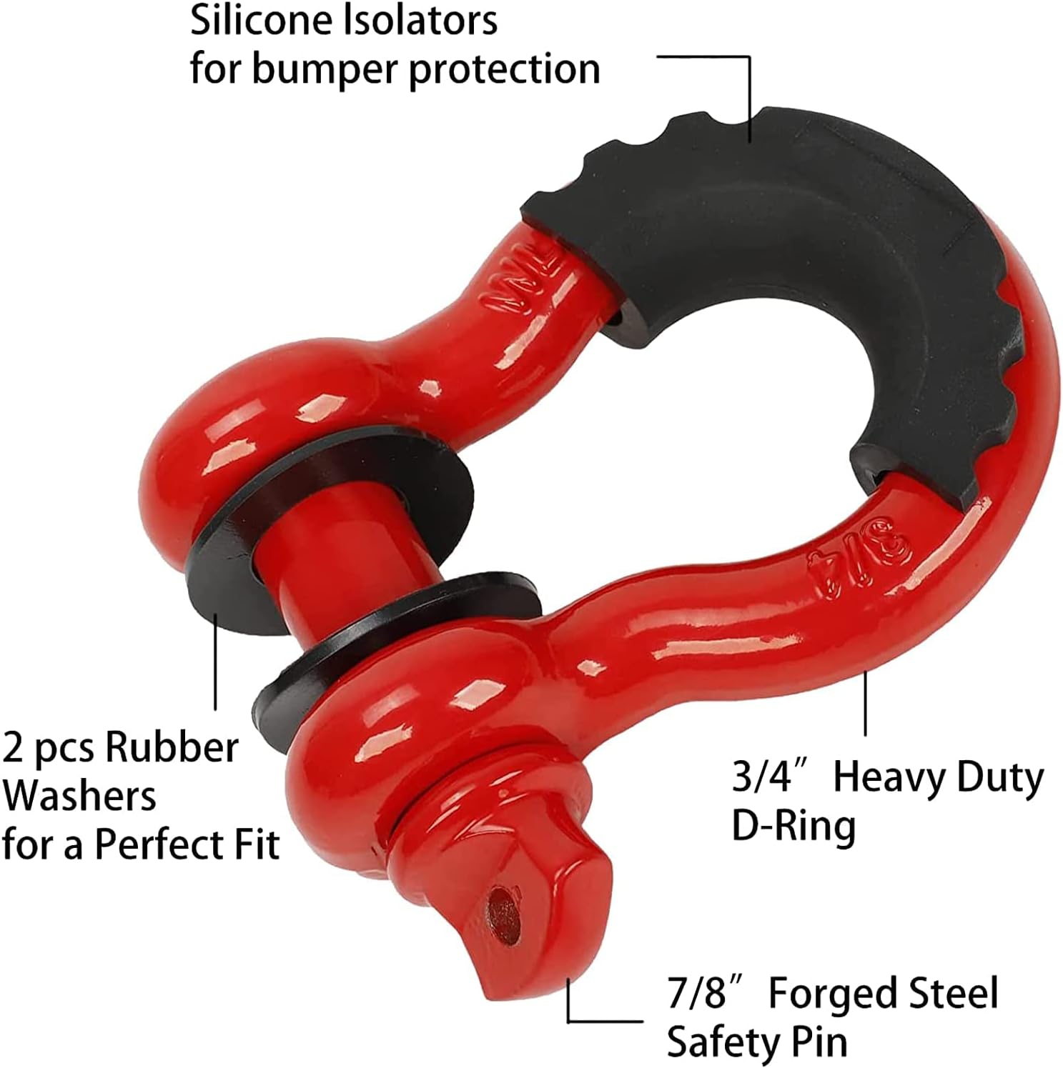 Heavy Duty Recovery Kit, 3" x 30' 14000lbs Tow Strap with 1/2" Soft Shackle Rope Synthetic Tow Recovery Strap 38,000LBS + 8 Ton Recovery Pulley Winch Snatch Block (Red)