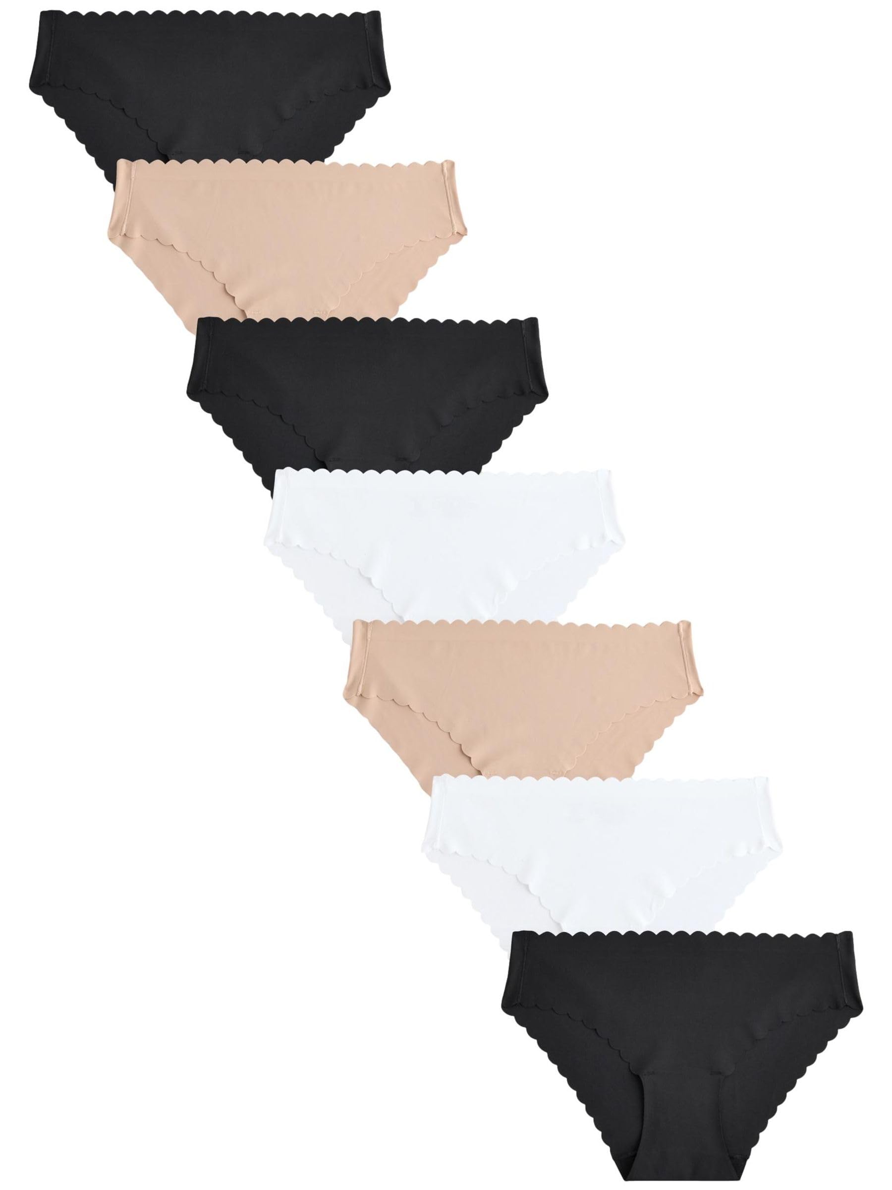 NEXT Mujeres Pack de 7 Braguitas brasileñas cómodas Que no se marcan con Detalle Festoneado