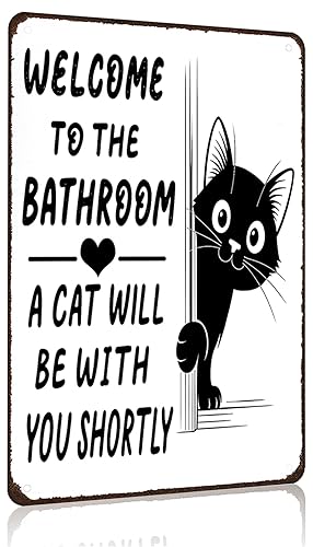 Funnysign Cat Lovers Gifts Welcome To The Bathroom A Cat