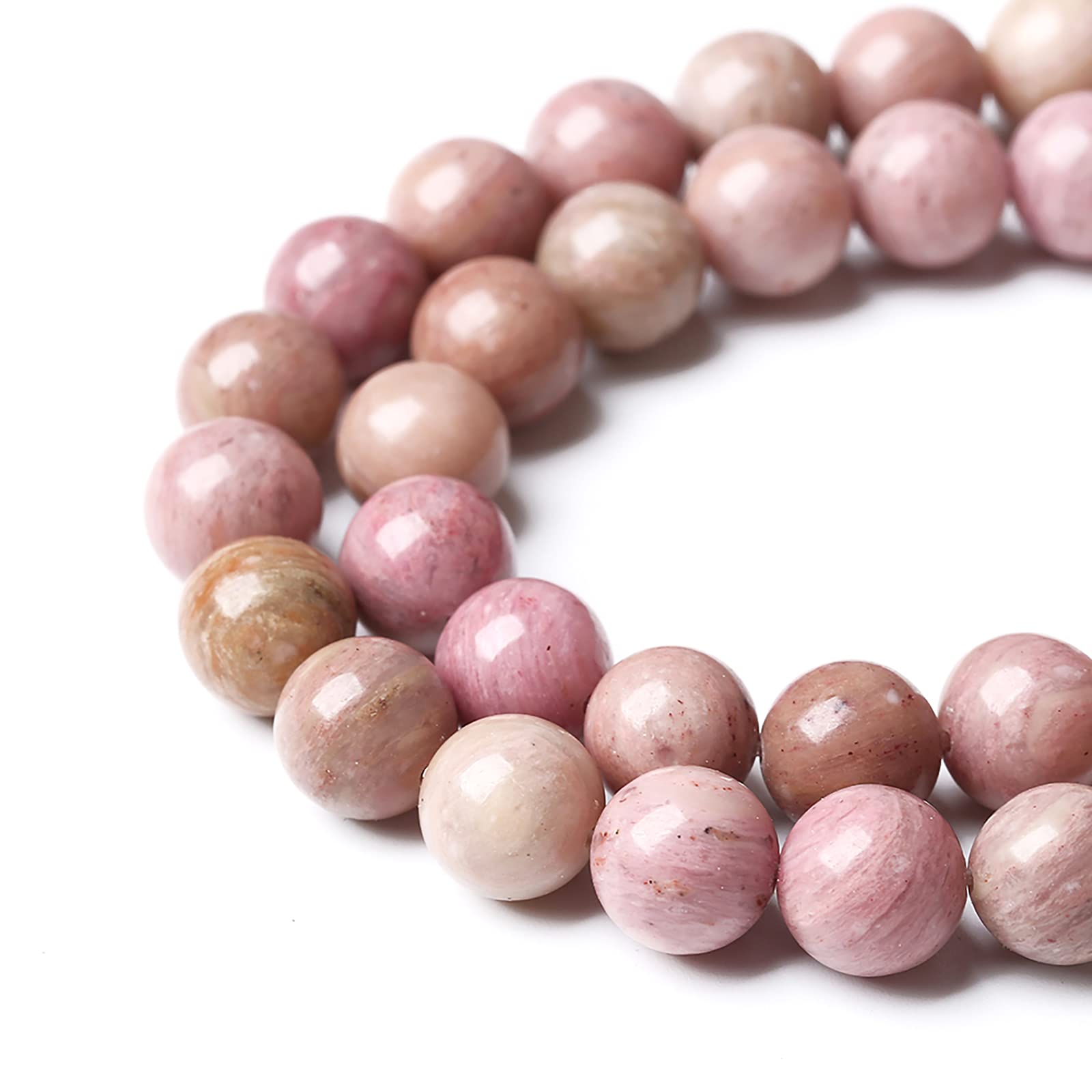 32 perline rotonde sfuse in pietra naturale rosa da 12 mm, 5A, per la creazione di gioielli fai da te, bracciali, collane, 32 cm (12 mm, rodocrosite)