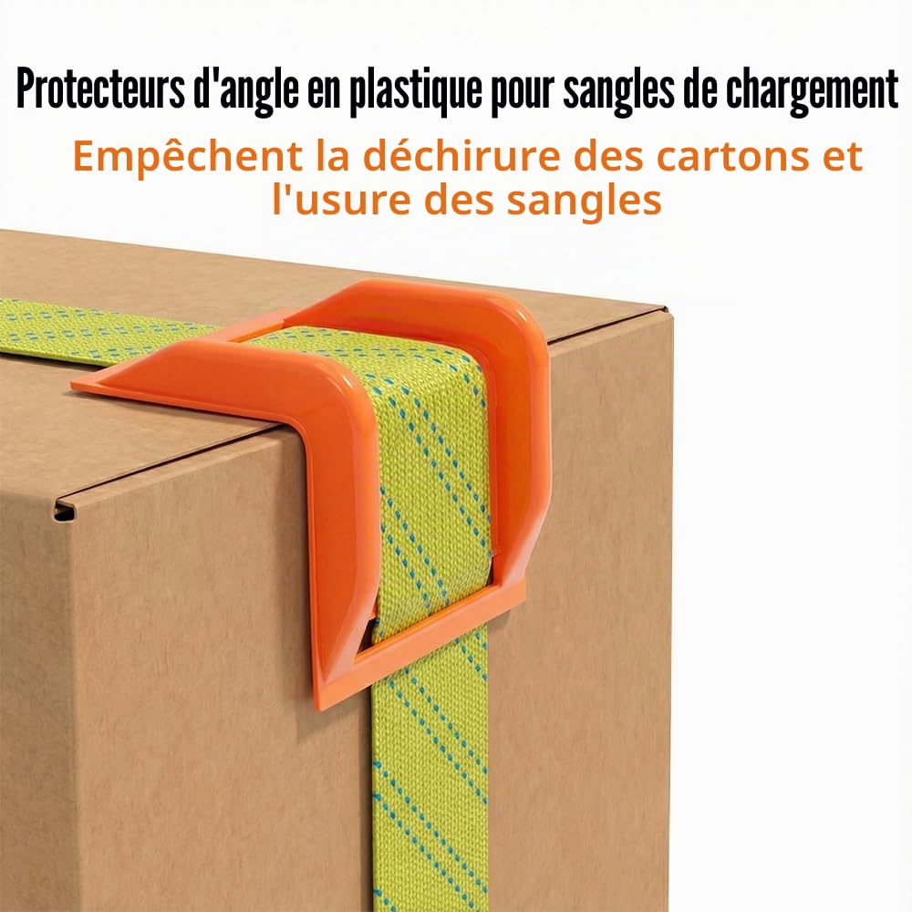Protecteur de Sangle d'Arrimage - Lot de 10 - Cornière de Protection en Plastique Robuste pour Camion, Transport de Marchandises et Palettes - Protection Anti-Abrasion