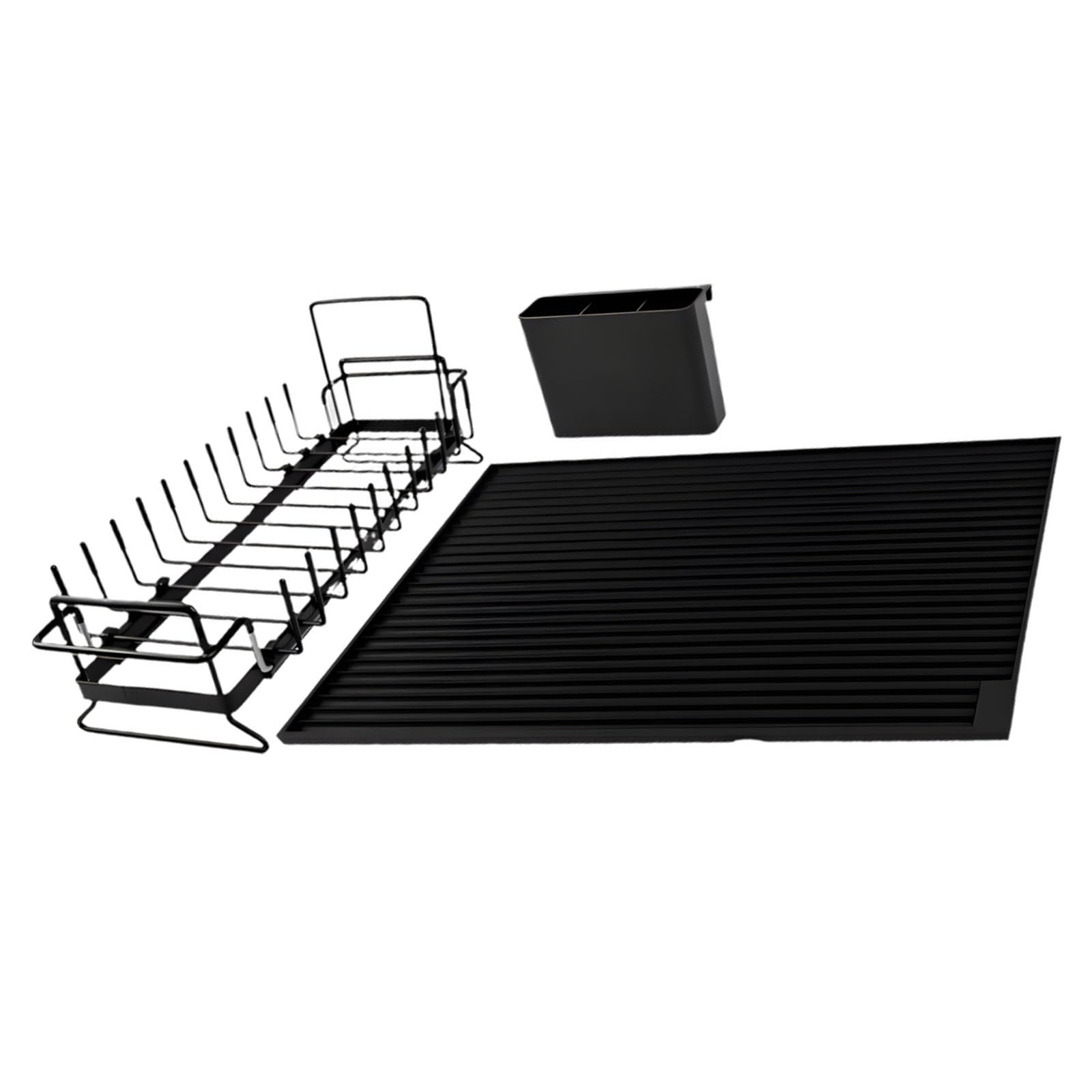 APGLSXY Space Saving Expandable Drying Rack with Silicone Mat and Cutlery Holders for Efficient Kitchen Countertops Drainages Countertops Rack