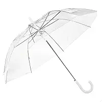 Guarda-Chuva Transparente com Cabo Curvo Branco, Estilo Bolha, PVC, para Chuva
