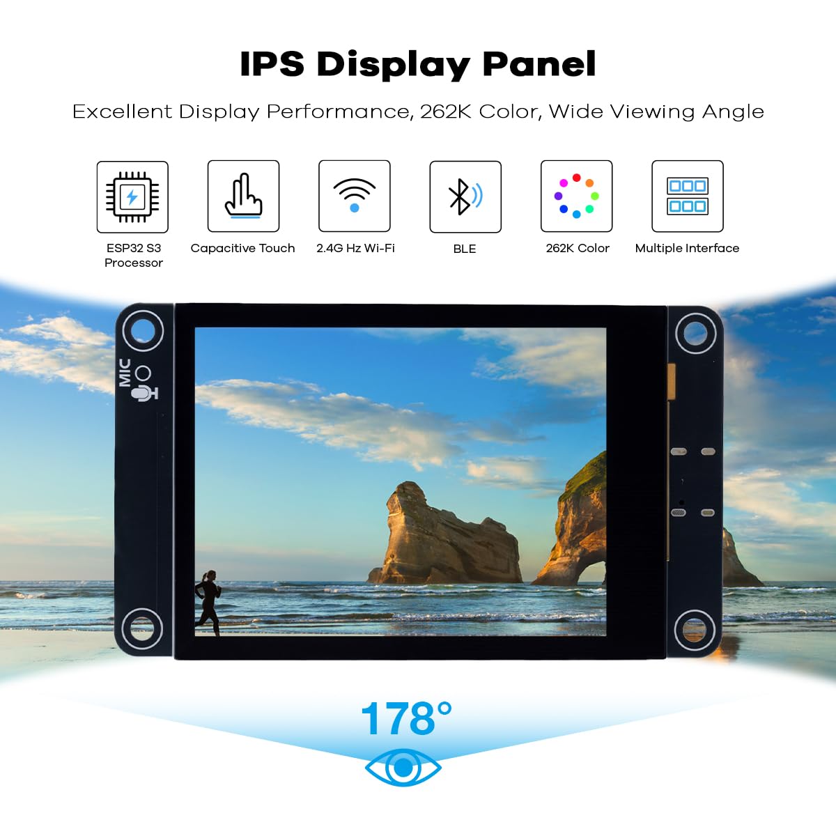 Hosyond Módulo de pantalla táctil ESP32-S3, pantalla IPS LCD EPS32 de 2.8 pulgadas 240x320 IPS con pantalla táctil capacitiva WiFi Bluetooth para proyectos Arduino IoT