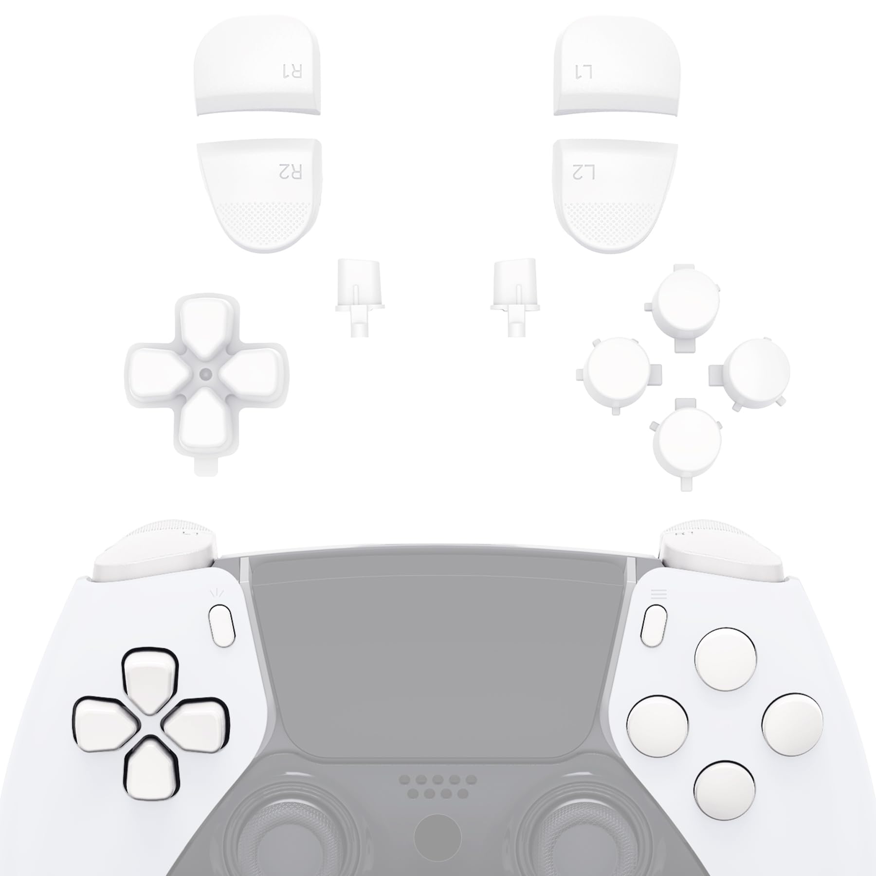 eXtremeRate Przyciski Zamienne Kompatybilne z Kontrolerem ps5 Edge,D-pad Share Options Przyciski Home Face R1 L1 R2 L2 Triggers Kompatybilne z Kontrolerem ps5 Edge(Brak Controller)-Bialy