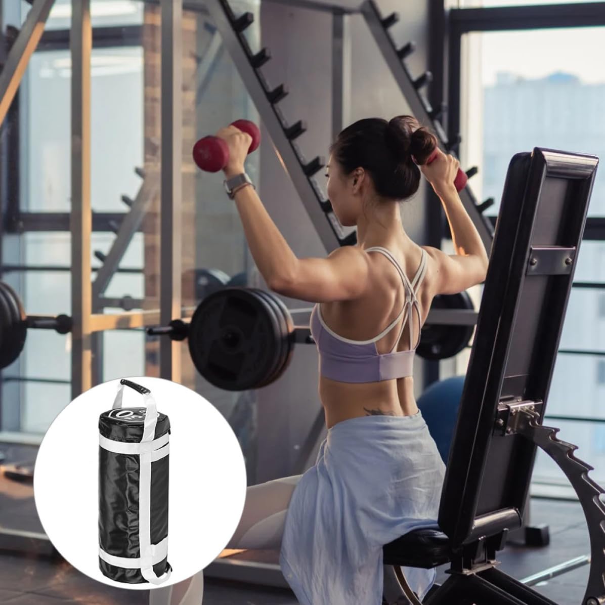Abaodam Sacco da Allenamento Pesi, Borsa Fitness in PVC Bianco