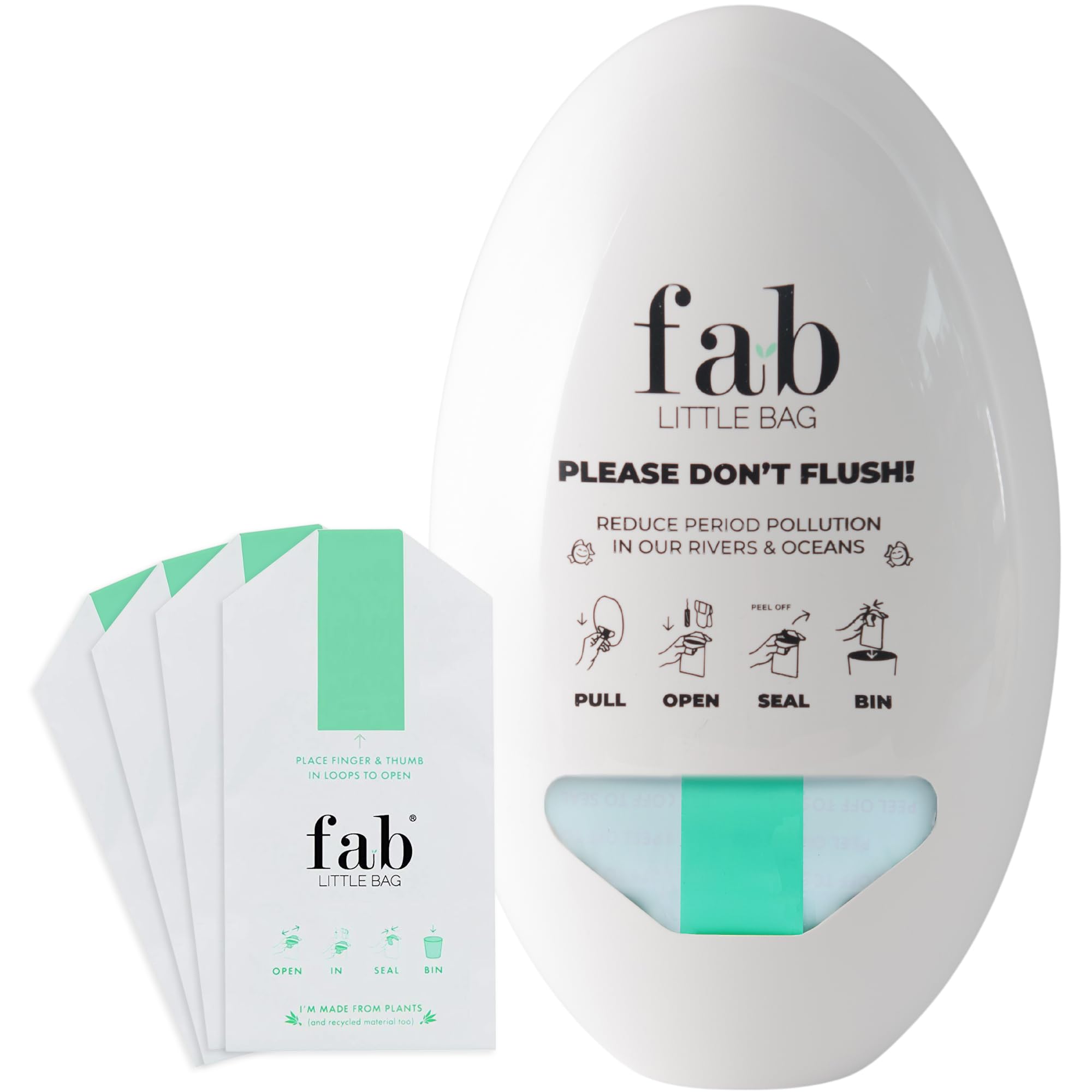 Fab Little Bag Spendereinheit für Hygienebeutel + Nachfüllpackung mit 100 Beuteln - Für Büros, Hotels, öffentliche Toiletten, Fitnessstudios (1 x Spender, 100 x Nachfüllbeutel)