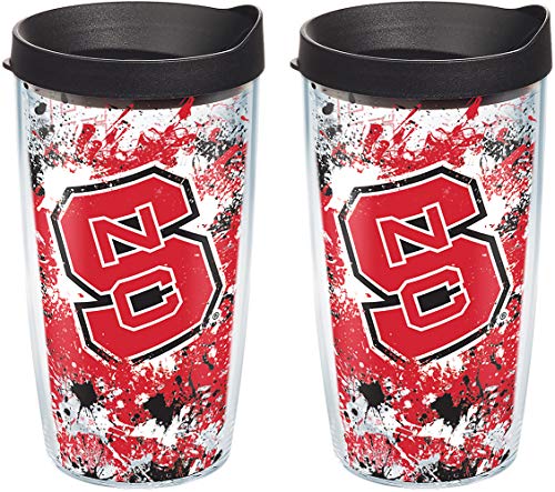 Tervis Made in USA Double Walled North Carolina State Wolfpack Insulated Tumbler Cup Keeps Drinks Cold & Hot, 16oz 2pk, Splatter