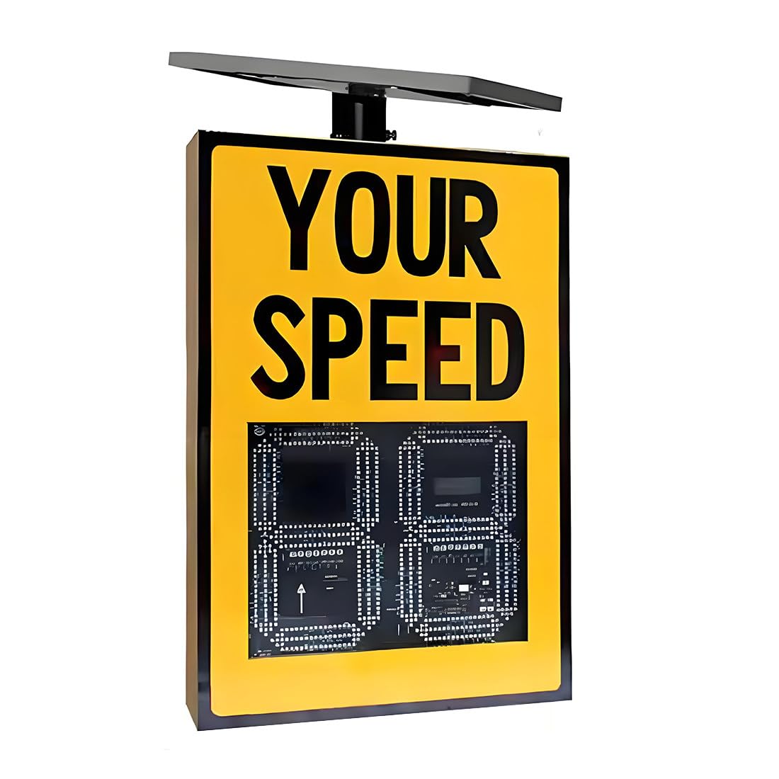 Señal de radar solar portátil con pantalla LED: monitor de velocidad para seguridad vial y control de límites de velocidad.