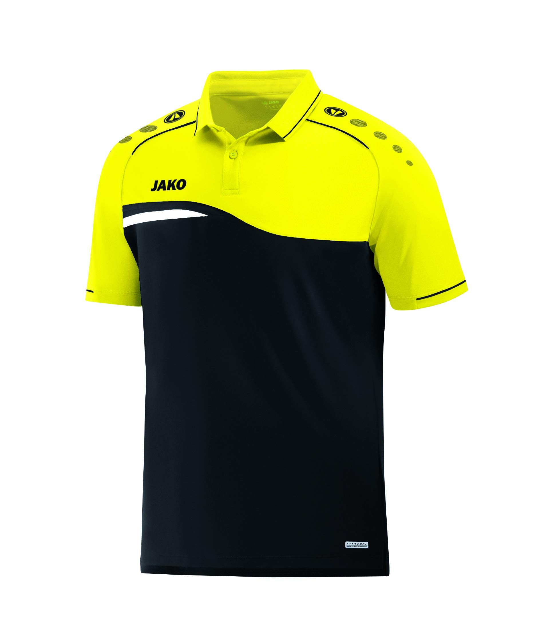 JAKO Men's Polo Competition 2. 0 2.0, Black/neon Yellow, 164 (EU)