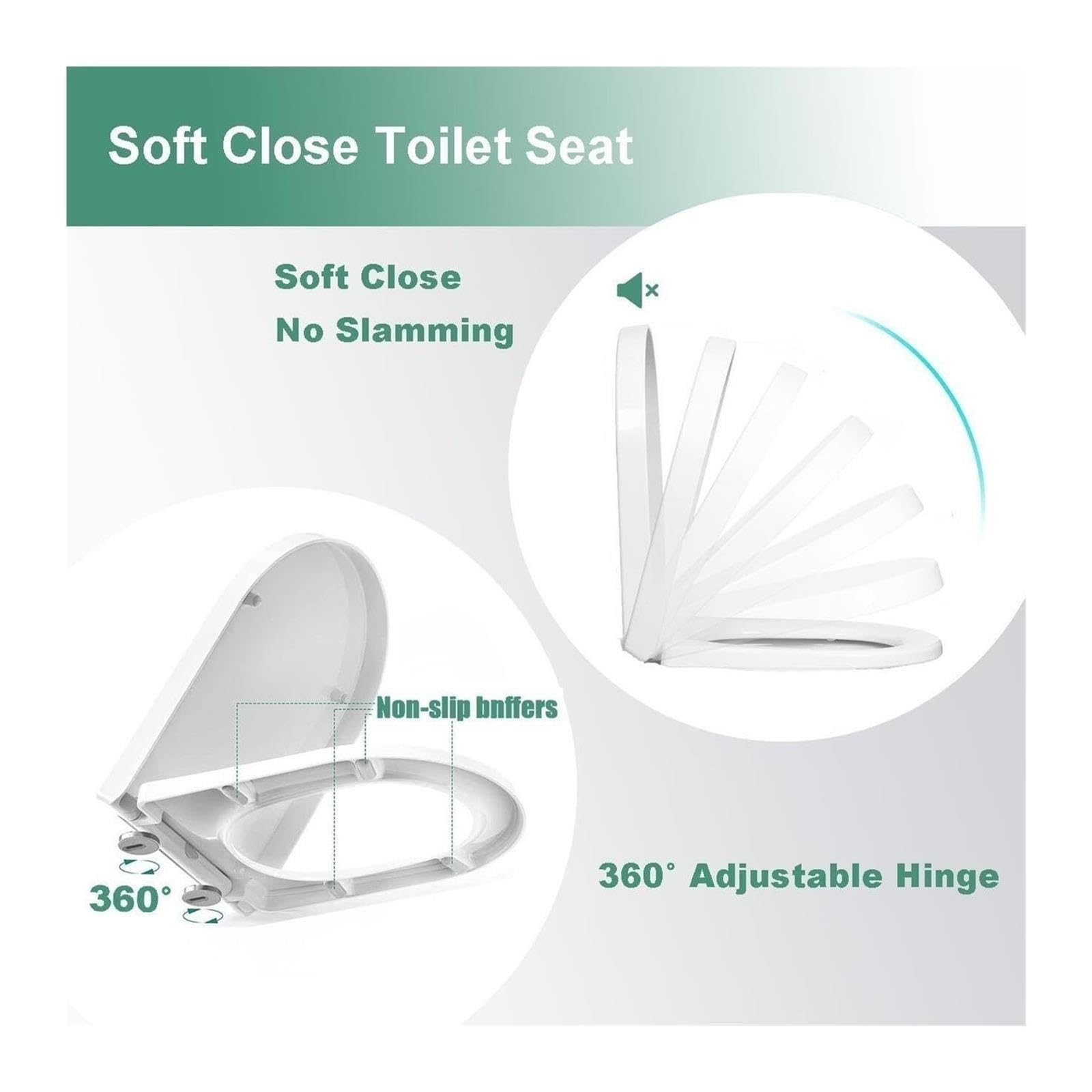 Sedile WC allungato a chiusura lenta facile da installare