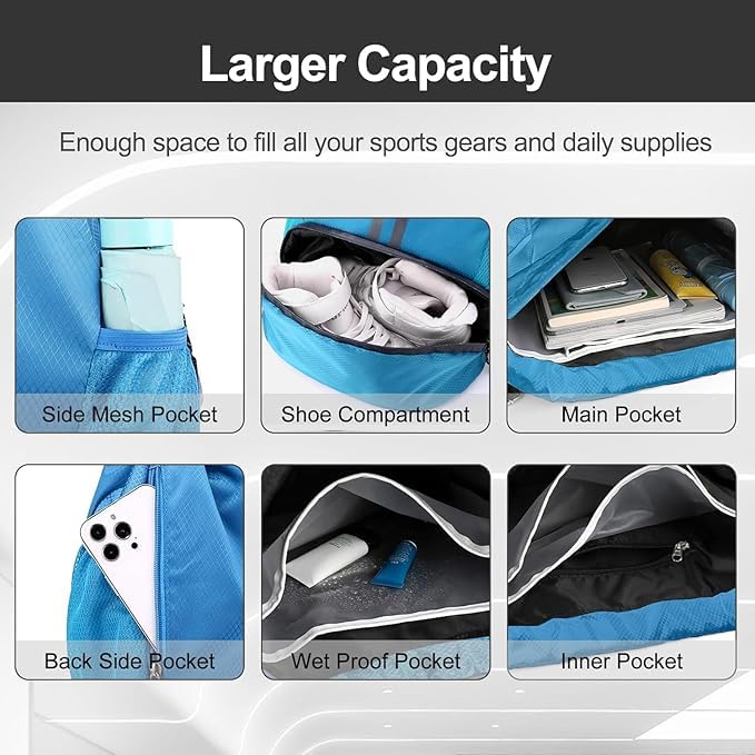 Image of Leosportz Sports Drawstring Bag Backpack for Men Women - Basketball Bag Gym Backpack Dedicated Shoe Compartment | Waterproof Large Space Gym Bag
