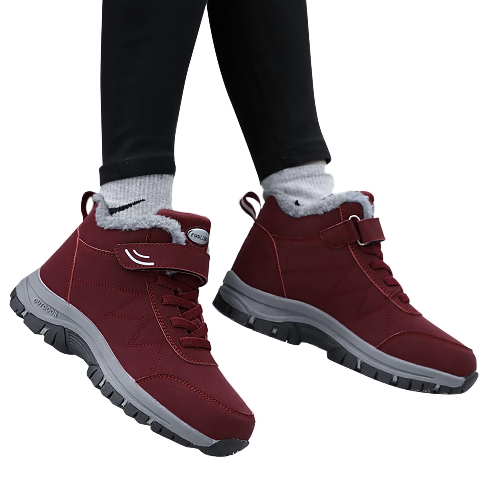 Alueeu Damen Schneeboots Wasserdicht Boots Schlupfboots Flach Warm