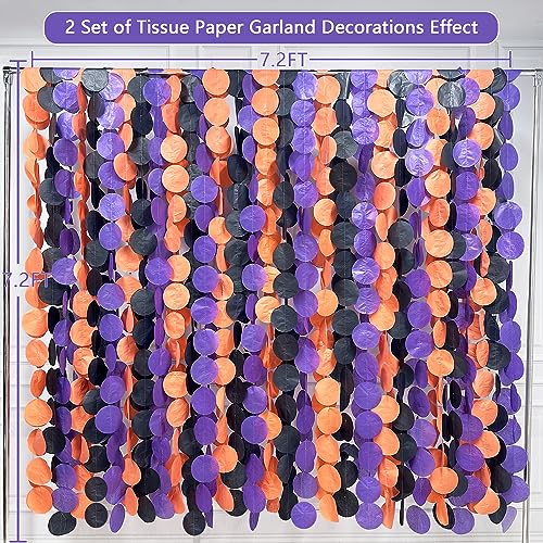 Image of 192 Ft Orange Purple Black Party Decorations Polka Dots Streamer Garland Backdrop for Halloween Graduation Birthday Wedding Engagement Bachelorette Bridal Shower Holiday Party Supplies