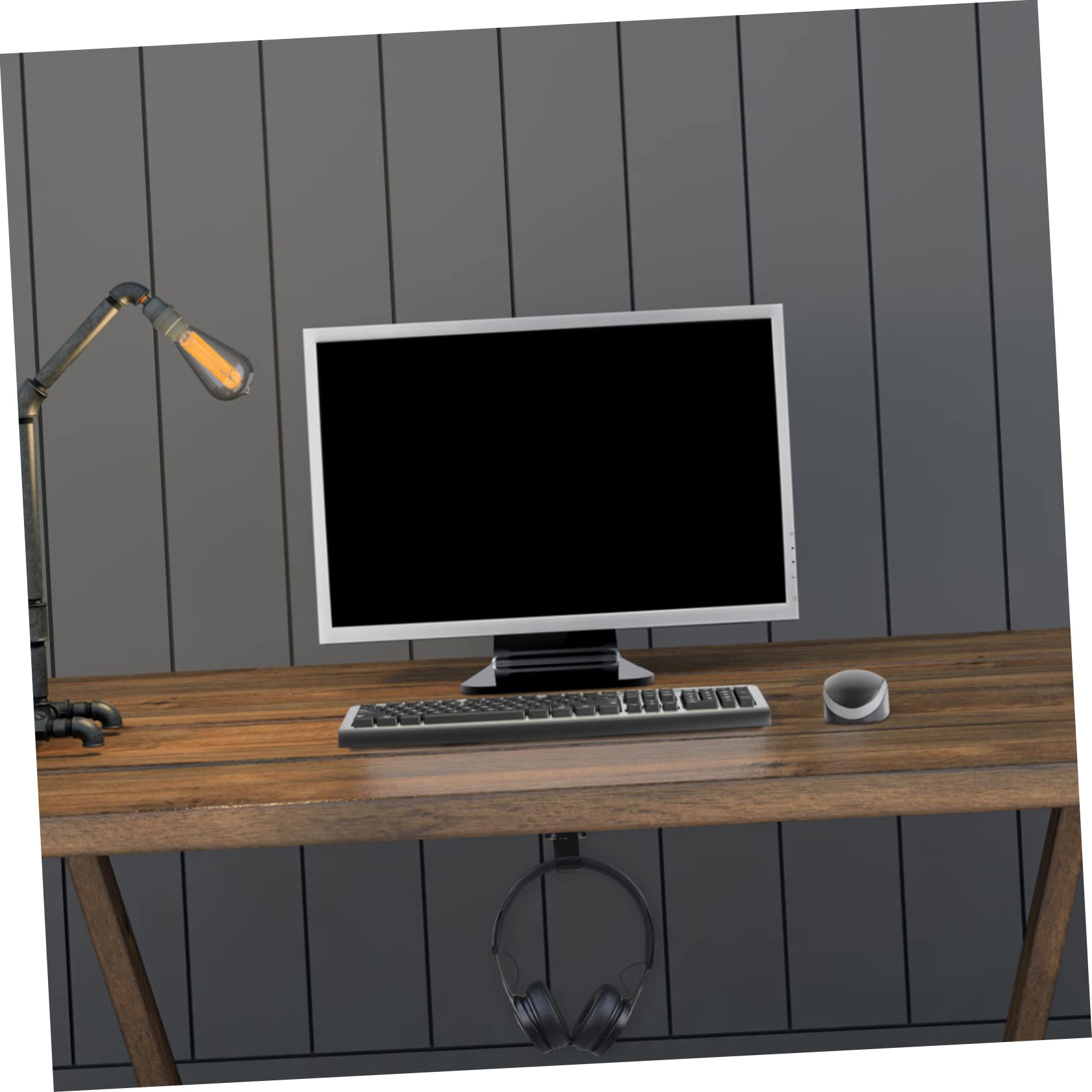 Uonlytech 4pezzi Supporto Per Cuffie Gaming Con Doppio Gancio Montaggio Sotto Scrivania Adesivo o Viti Design Salvaspazio Per Ufficio e Casa