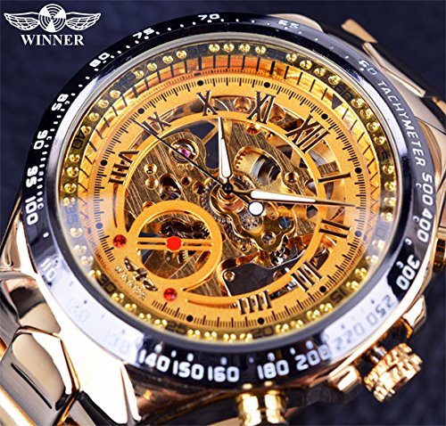 Winner Sport Golden Watch Mens Watches Luxury Watch Men Automatic Skeleton Watch