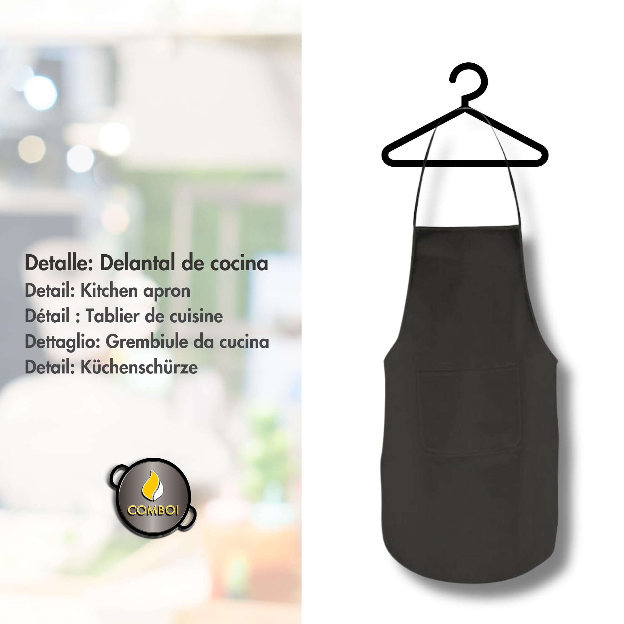 Comboi - Paellero a gas butano 70 cm, Kit Bruciatore Paellera in Acciaio Lucidato 90 cm, Supporto con Gambe Rinforzate, Livello, Grembiule, Libro di Ricette Digitale