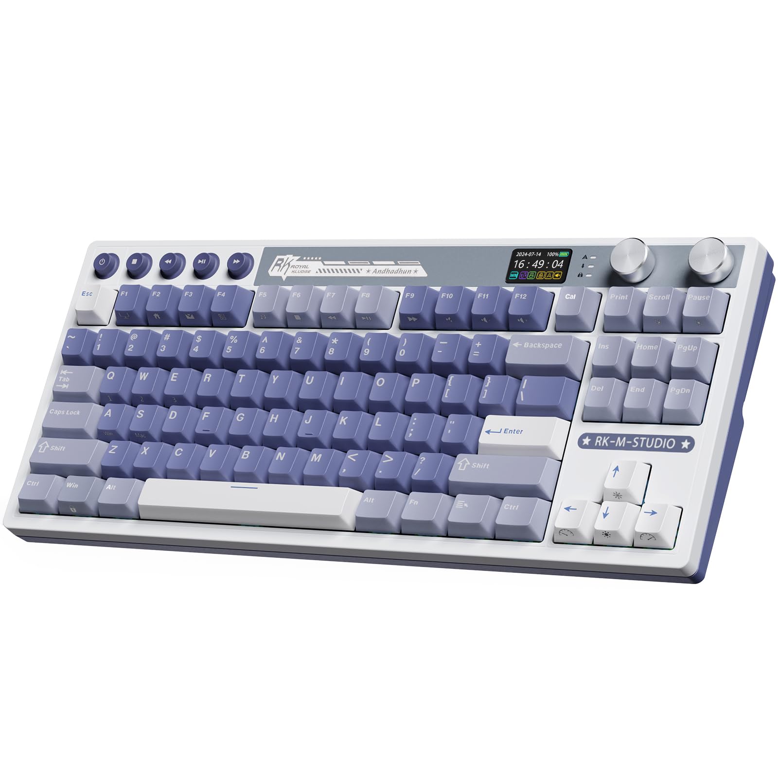 RK ROYAL KLUDGE Wireless Gaming Keyboard with Screen and Dual Knob