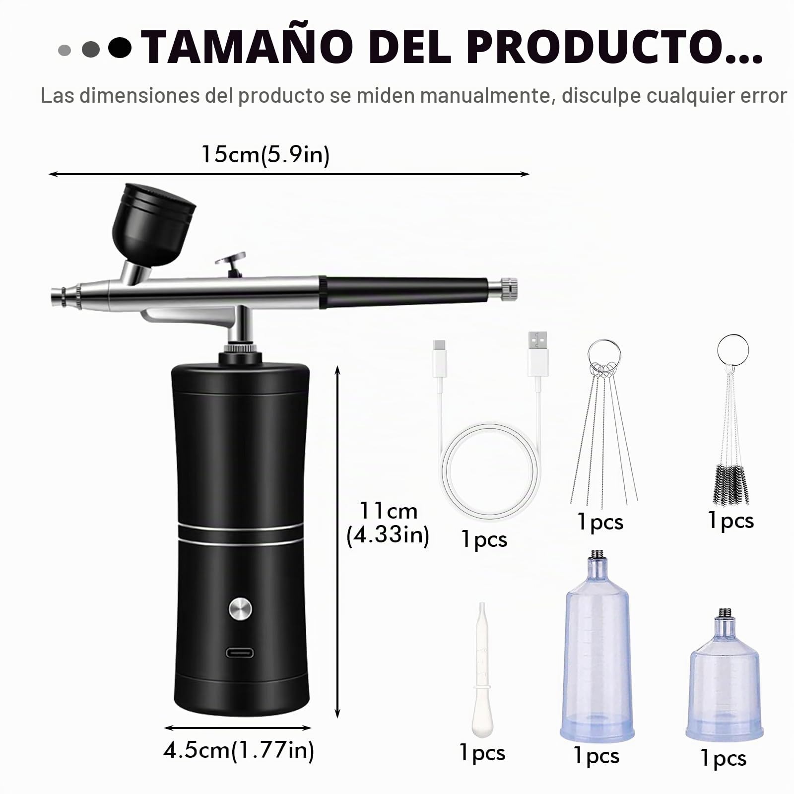 Kit de Aerógrafo Multifuncional con Compresor: Kit de Aerógrafo Inalámbrico con Compresor de Aire, Cepillo de Aire Recargable para Arte de Uñas, Decoración de Tartas, Modelado de Tatuajes