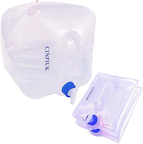 CINPIUK Contenedor de agua plegable de 5 galones con espiga, jarra de agua para camping, cubo de almacenamiento de agua al aire libre, agua portátil