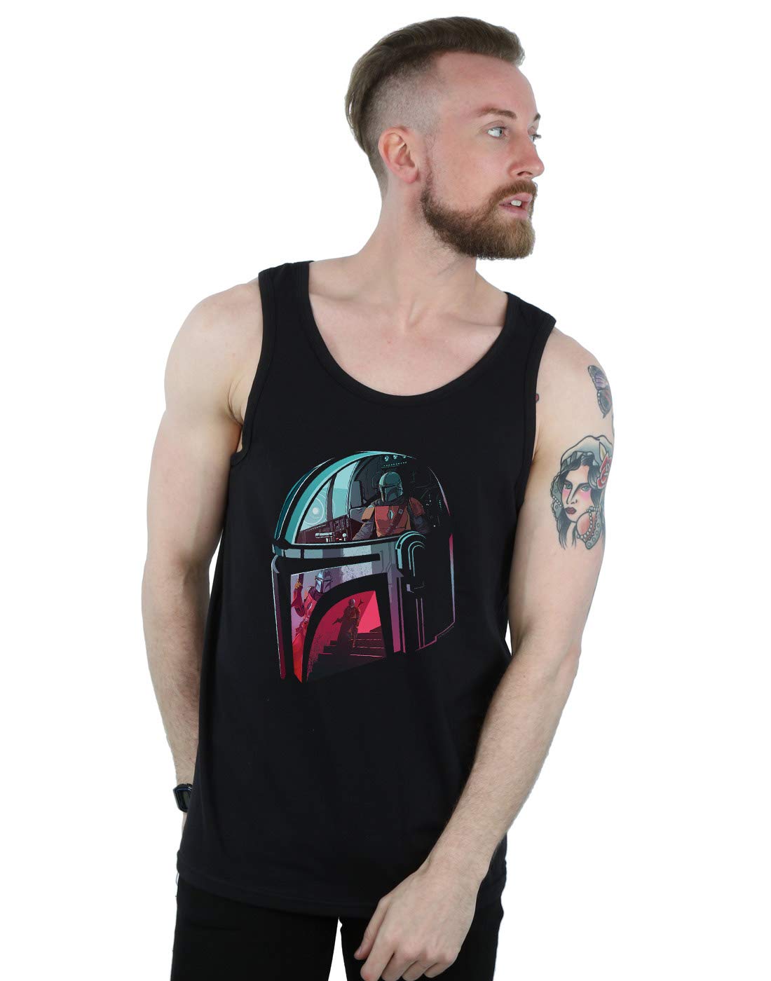 Star Wars Men's The Mandalorian Mandalore Helmet Reflection Vest Black XX-Large
