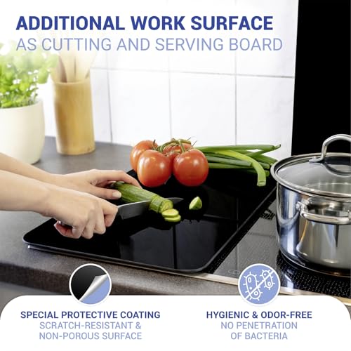 Miniatura 4 de Wenko Placas Protectoras Para Cocina Mod Negro, Ajustable En Altura Para Todo Tipo De Cocinas, Tabla De Cortar Y Protector Contra Salpicaduras, Vidrio, 30 X 52 Cm, Juego De 2