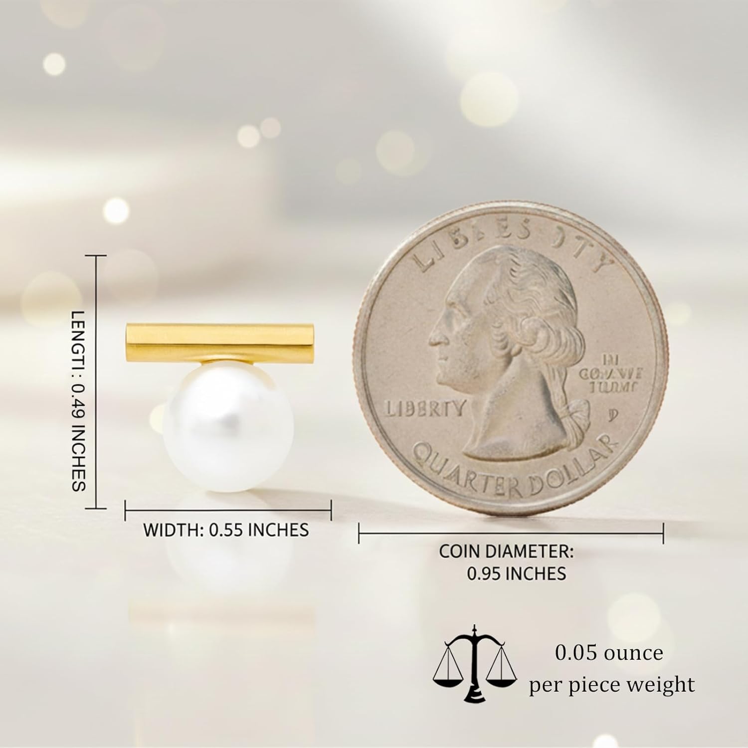 Sonateomber Pearl Stud Earrings for Women, Dainty 14K Gold Plated Trendy Minimalist Cute Post Earring Prom Wedding Everyday Accessories Fashion Jewelry Gift - Image 5