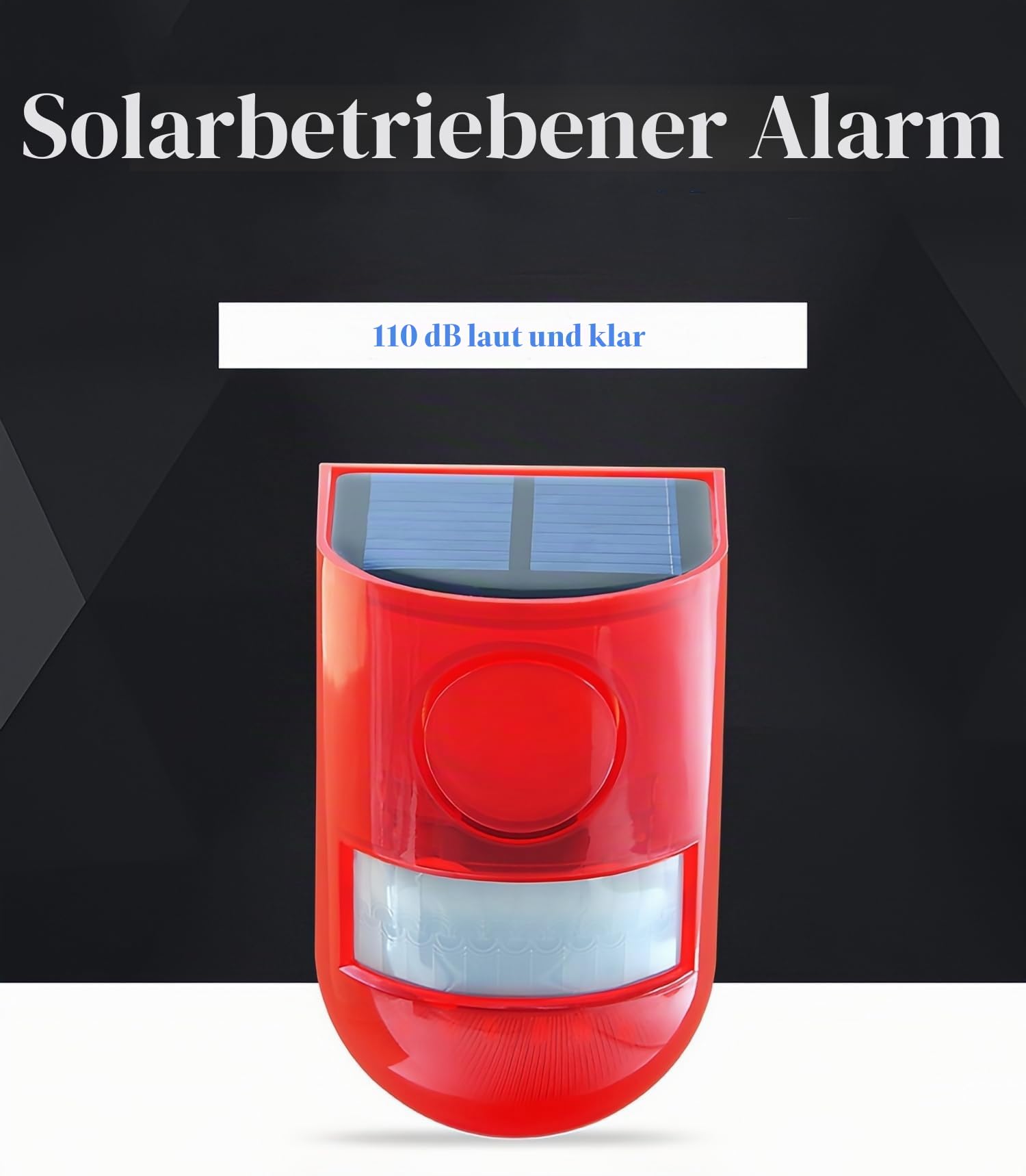 4-Pack Solaralarm für den Außenbereich Ton/Licht-Bewegungsmelder Wasserdichtes Gerät 110db Sirene Sound Alarm Flash Warnung Sicherheitsalarm System für Home Yard Scheune