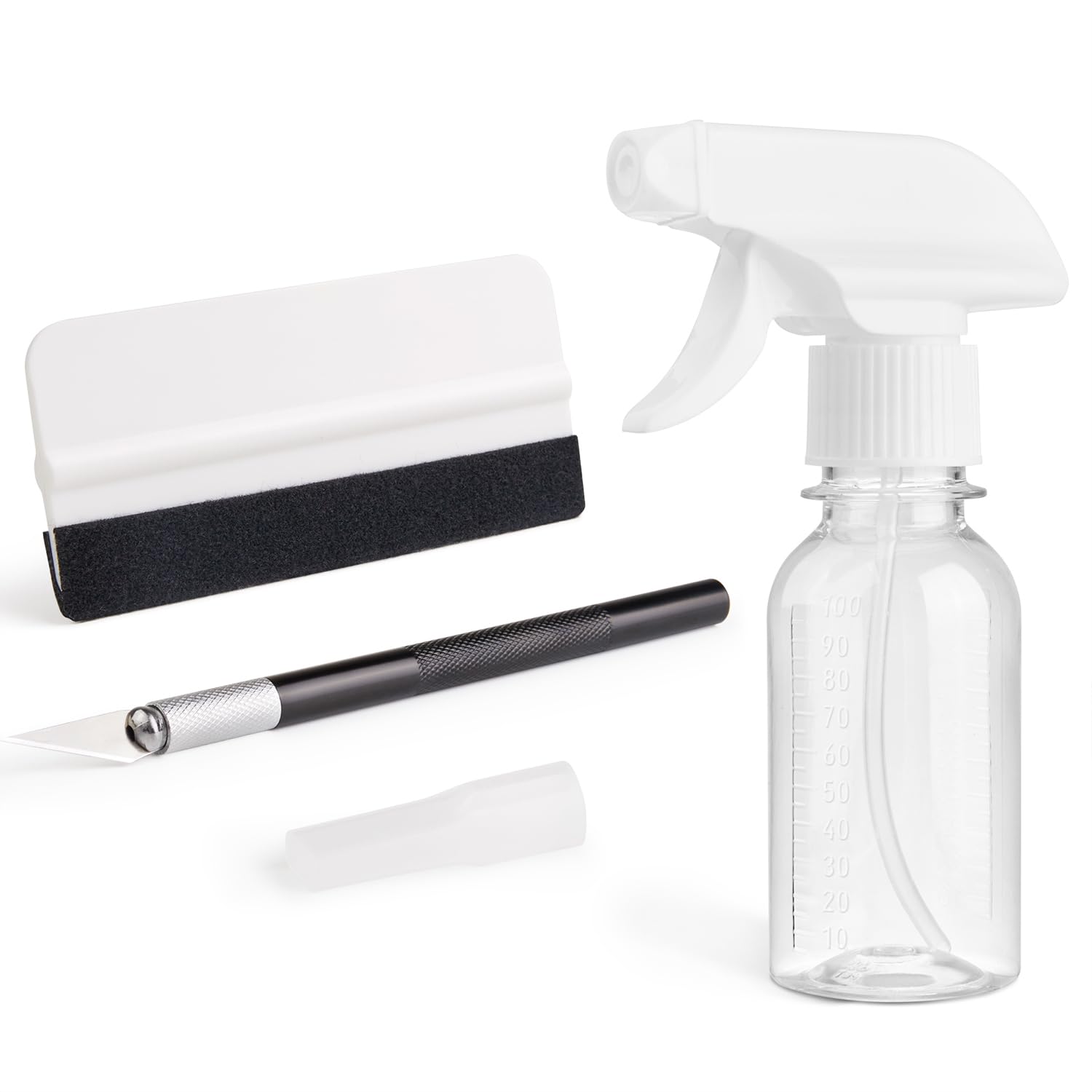 Kromapolis Window Film Tools Kit, 3 Pieces Window Tint Installation Kit for Car & Glass, Complete Application Tools Includes Felt Squeegee, Carving Knife, 100ML Spray Bottle