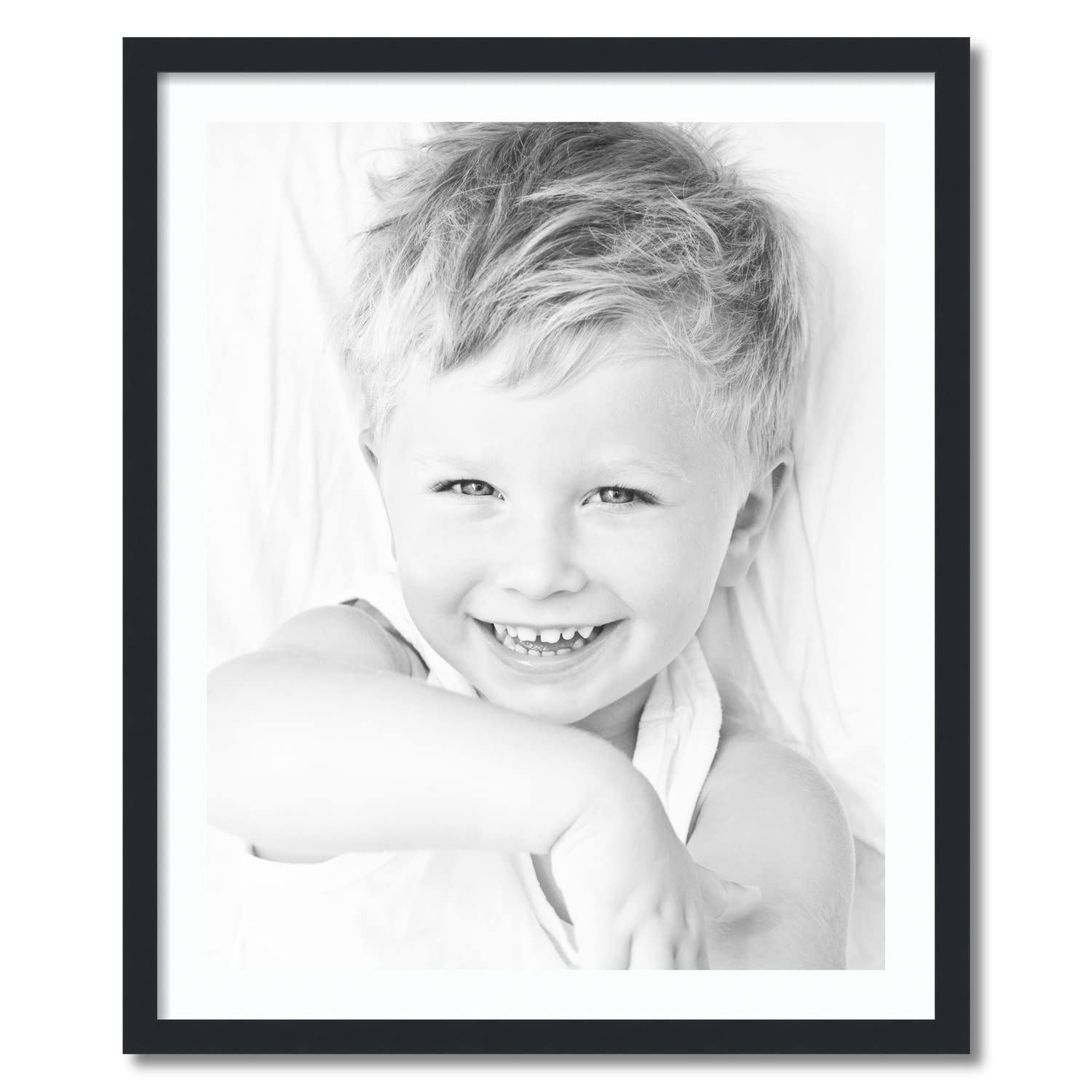 ArtToFrames 24x30 inch Satin Black Picture Frame with 2 Inch Single Super White Mat, SingleMat-FRBW26079-24x30-61