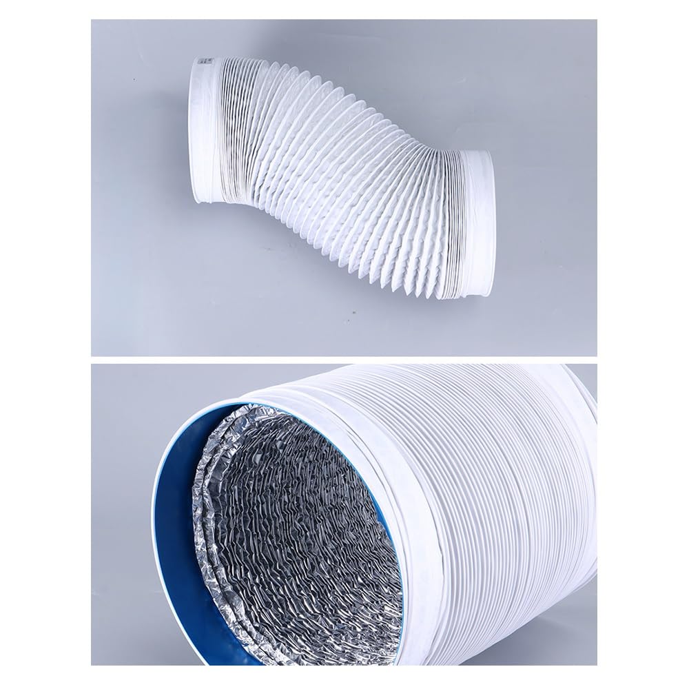Tubo de escape flexible de aluminio (1 unidad), diámetro interior de 180 mm, manguera de ventilación de PVC blanca for cocina y baño. | 6m