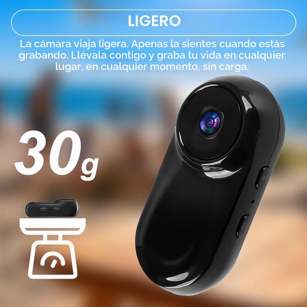 TKMARS Mini Cámara Deportiva 1080P HD, Cámara de Bolsillo Portátil con Lente Gran Angular de 120°, Micrófono Integrado, Grabadora de Video y Audio, Cámara de Vigilancia para Animales, Bicicleta, Viaje