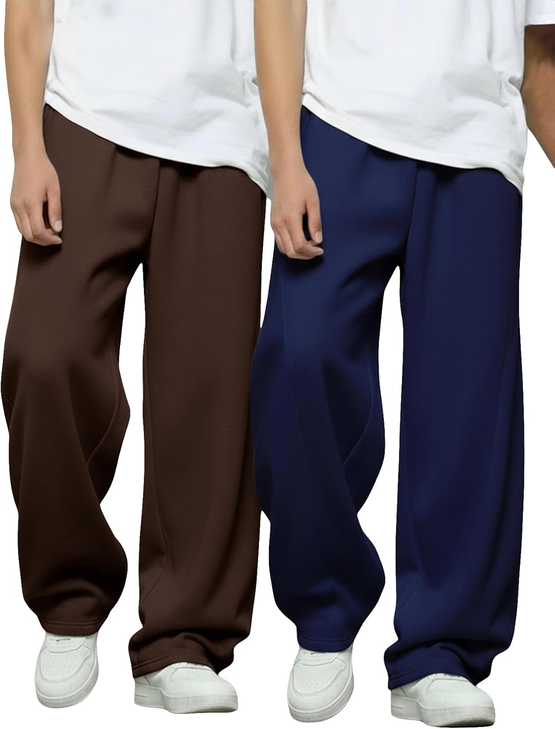 Boy's 2 Packs Sweatpants Elastic Waist Wide Leg Pants Casual Athletic Trousers