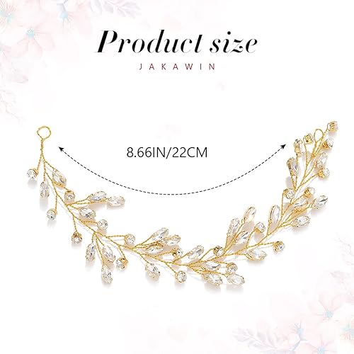 Miniatura 6 de JAKAWIN Novia Rhinestone boda pelo vid cristal pelo pieza nupcial accesorios para el cabello para mujeres HV191 (3 dorado)
