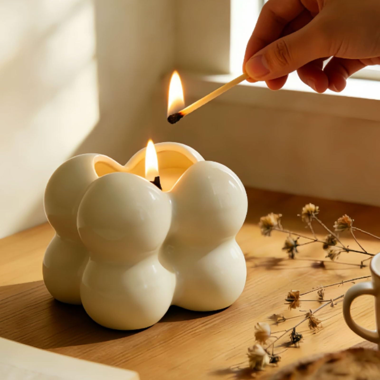 Squisito Candele in ceramica Candele moderne in barattolo riutilizzabili realizzate con cera di soia e oli essenziali di lunga durata tranquillo(Cedarwood)
