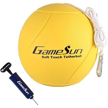 Tetherball Ball and Rope with Carabineer, Soft Touch, Portable Tetherballs with Soft Rope