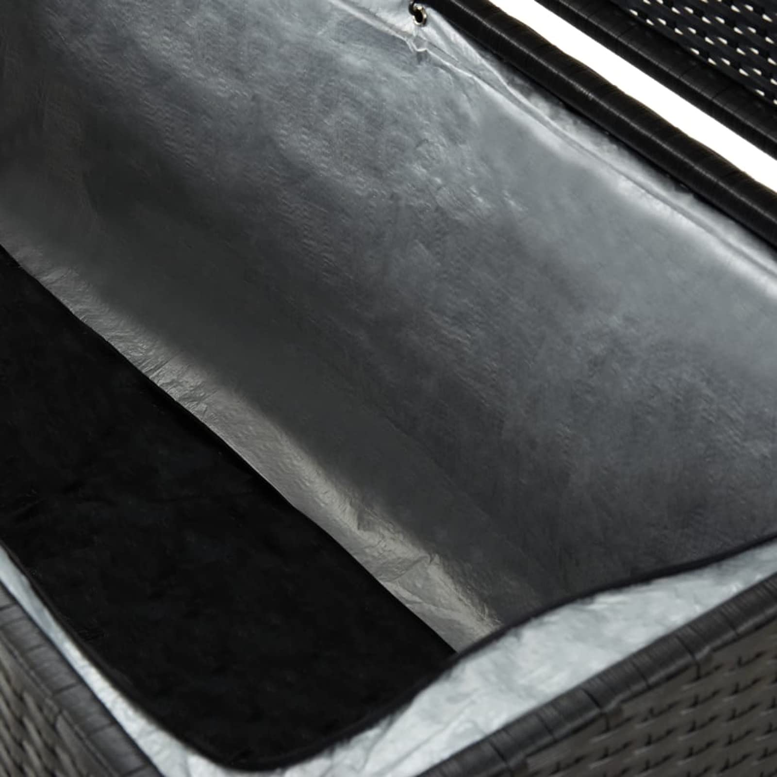 Gecheer Baule da Esterno in Polyrattan, Cassapanca Contenitore da Giardino con Box, 200x50x60 cm Nero