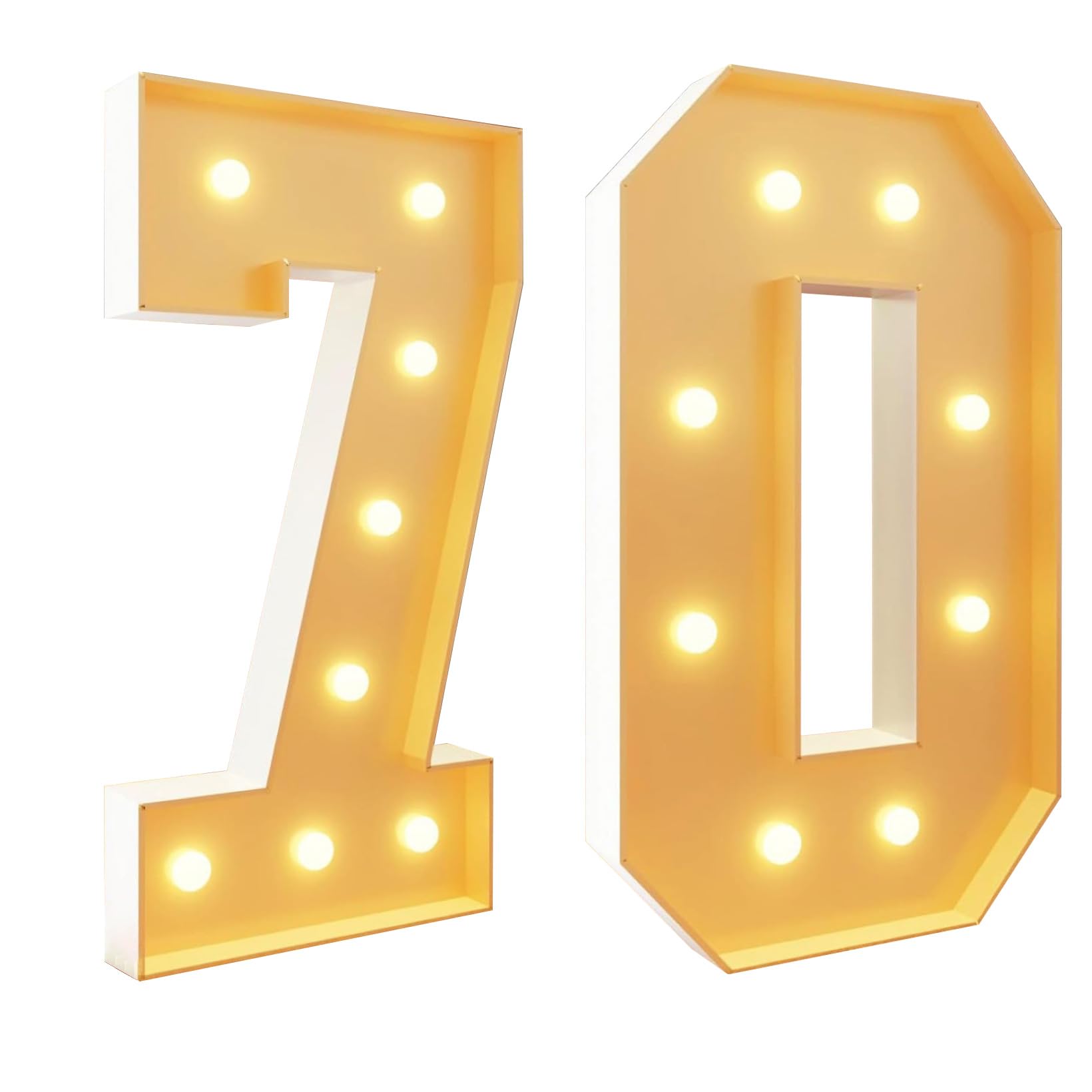 Letrero de luces de marquesina grande de 70 cm, número 70, 0-100 dígitos, luz nocturna para cumpleaños, juegos, boda, aniversario