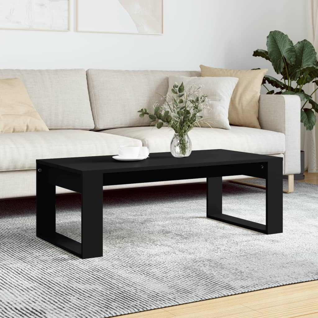 LAPOOH Stolik kawowy czarny 102 x 50 x 35 cm drewno inżynieryjne, nowoczesny stolik kawowy, stolik kawowy do salonu, stolik kawowy-823359