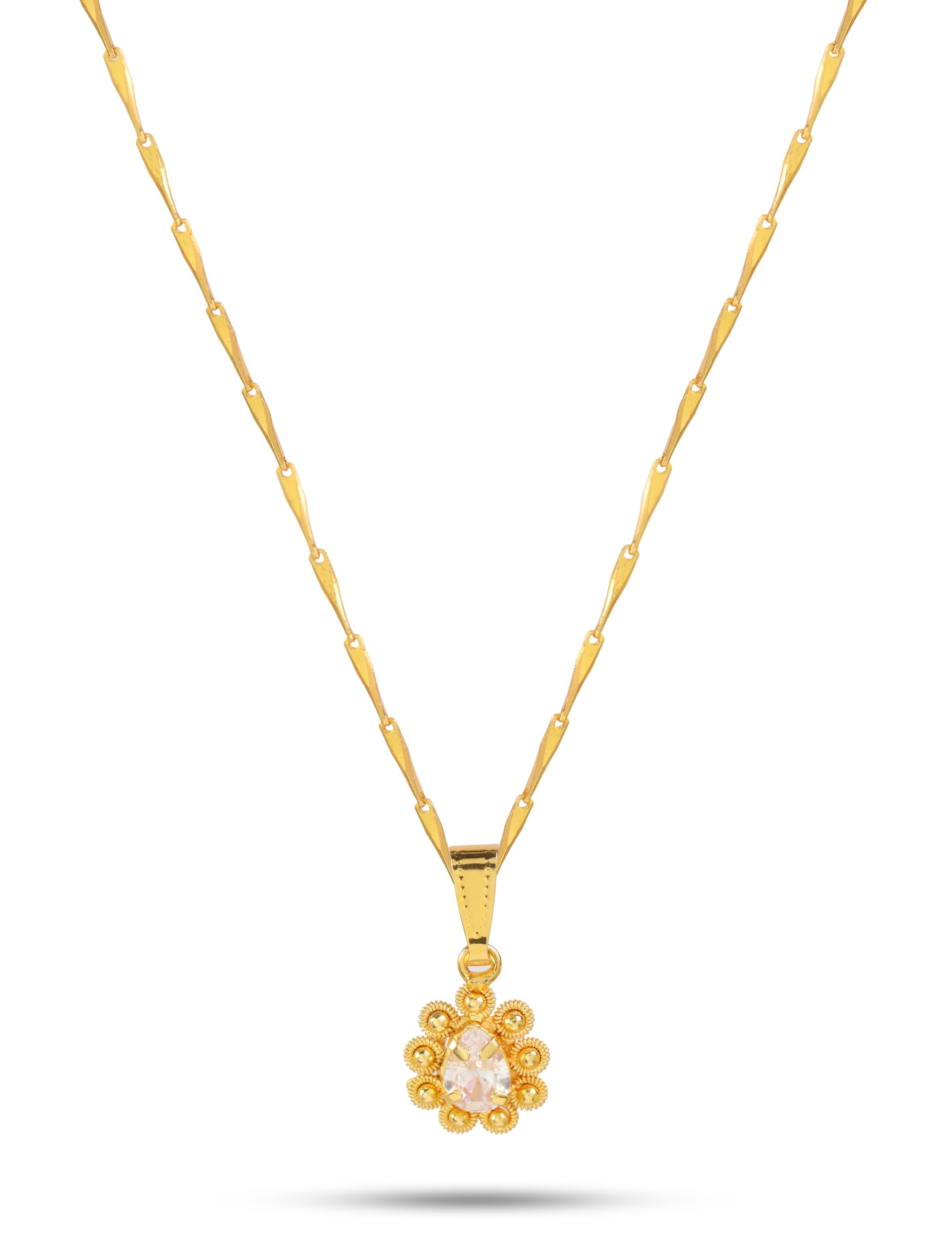 One Gram Micro Gold Plated Handcrafted Short and Small Dollar Pendant Chain for Women & Girls (18 inch)(DC-1109)-image-28