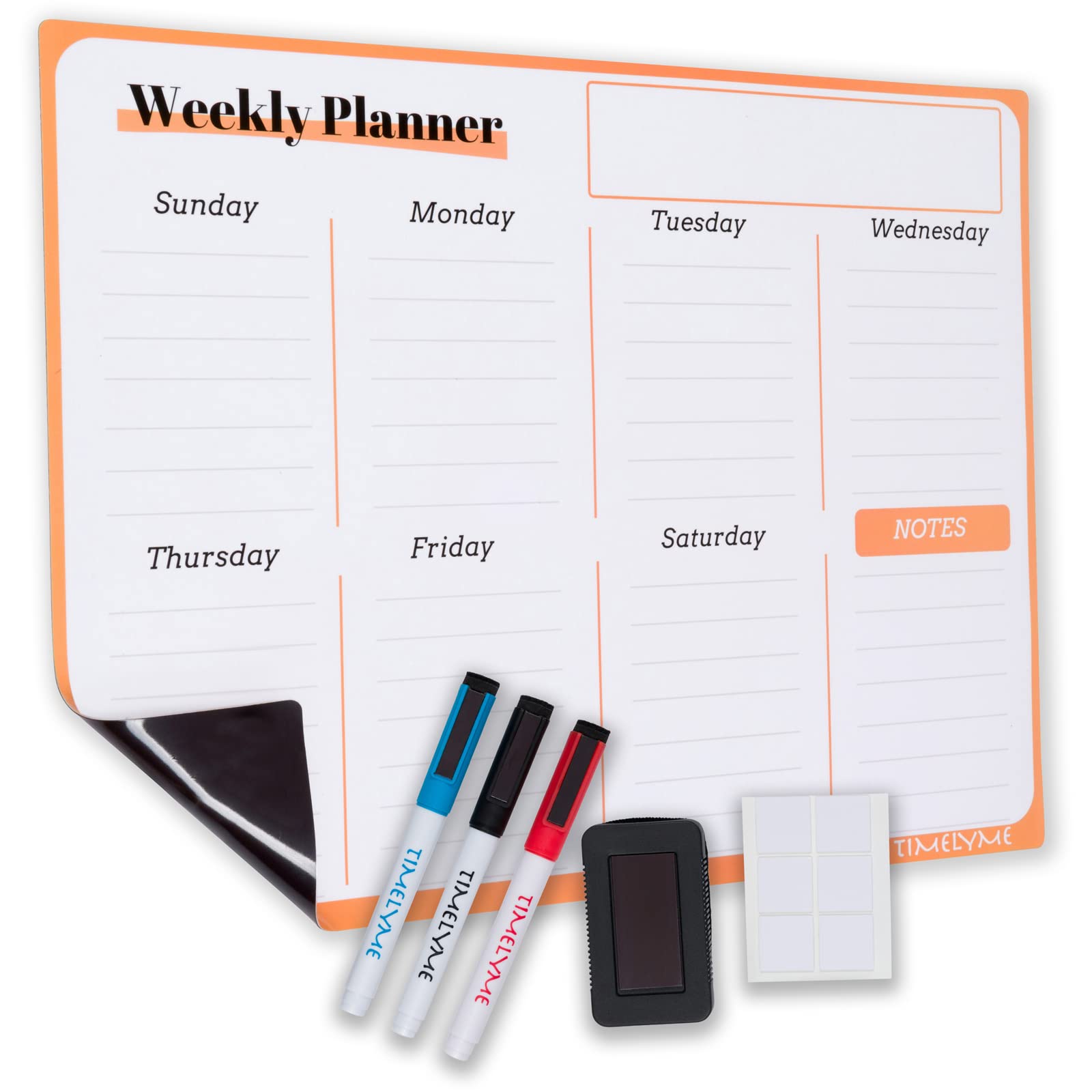 Magnetic Calendar Dry Erase Whiteboard for Fridge, Daily, Weekly Planner Organizer, 42x30cm Premium Stain Resistant Refrigerator Magnet Board includes 3 Markers and Eraser