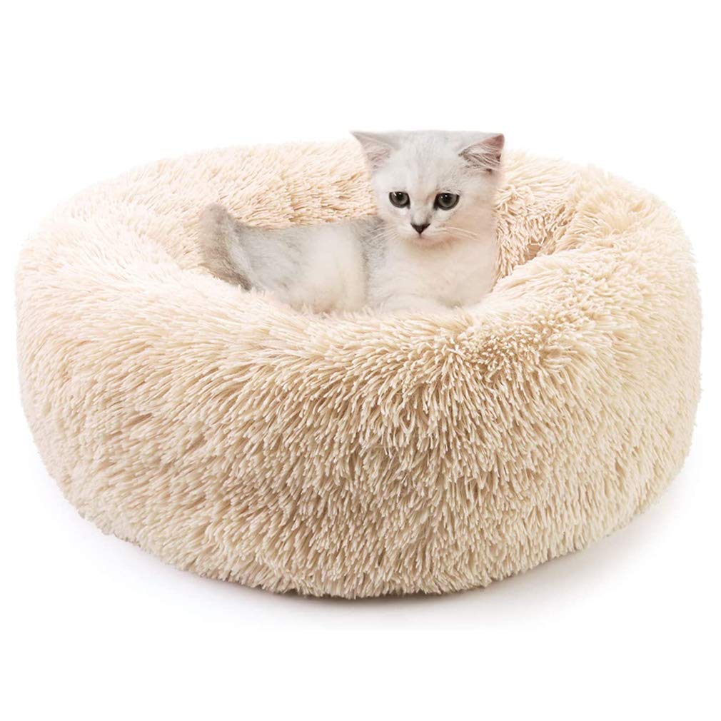 Wudimaoyiyouxian zacht lang pluche ronde huisdier hond bed voor kleine middelgrote honden winter warme kat bed, slaapbank huis kitten puppy hond bed mat, 60x60cm, roze Wudimaoyiyouxian zacht lang pluche ronde huisdier hond bed voor kleine middelgrote honden winter warme kat bed, slaapbank huis kitten puppy hond bed mat, 60x60cm, roze