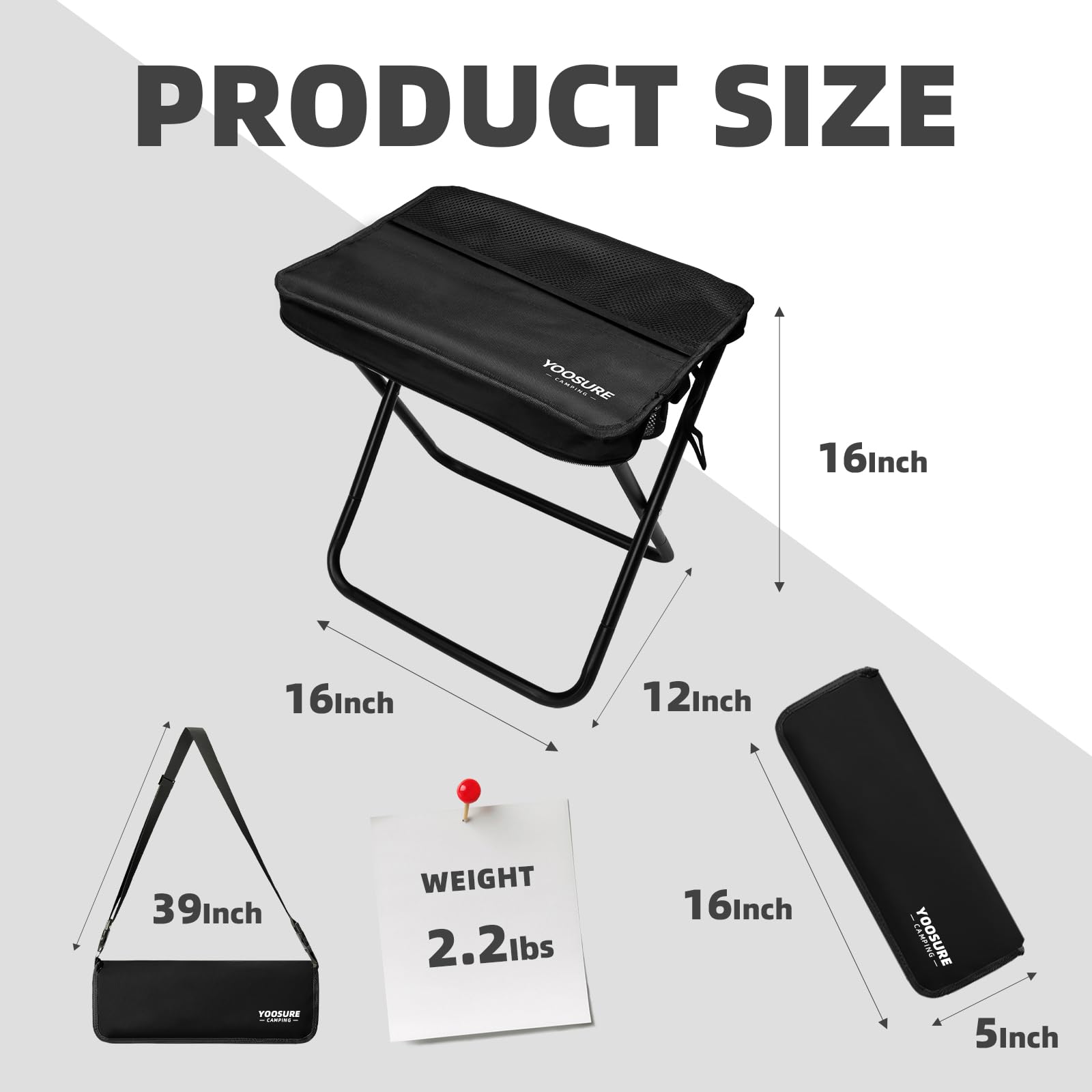 The Yoosure 16" Extra Tall Folding Stool offers a lightweight and portable seating solution for outdoor adventures.
