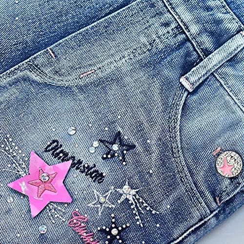 Image of Peacolate 3-11T Little&Big Kids Girls Jumpsuit&Rompers Bib Overalls Colorful Tie-dye Shortalls Suspender Shorts Jeans Pants