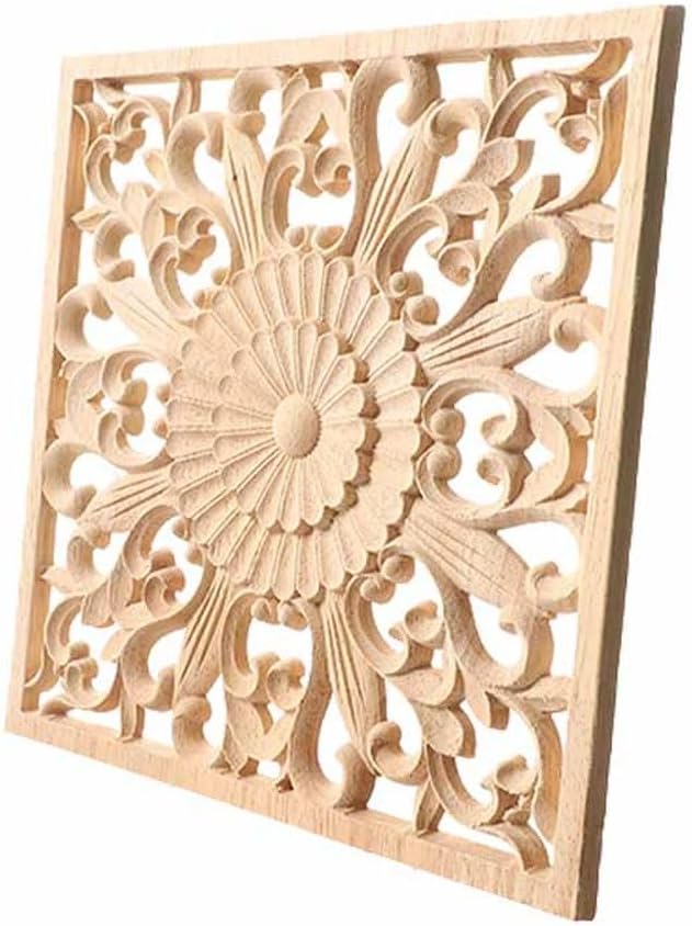 木製彫刻コーナーオンレイアップリケ未塗装フレーム食器棚キャビネットデカール家庭用家具装飾用、F2,30