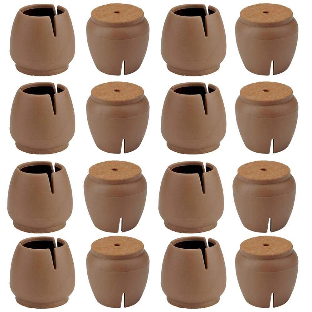 Tapas protectoras for patas de sillas, 16 piezas Tapas for patas de sillas Redondas de silicona marrón Mesa Muebles Pies de patas Cubiertas de puntas Almohadillas de fieltro for evitar rayones Protect