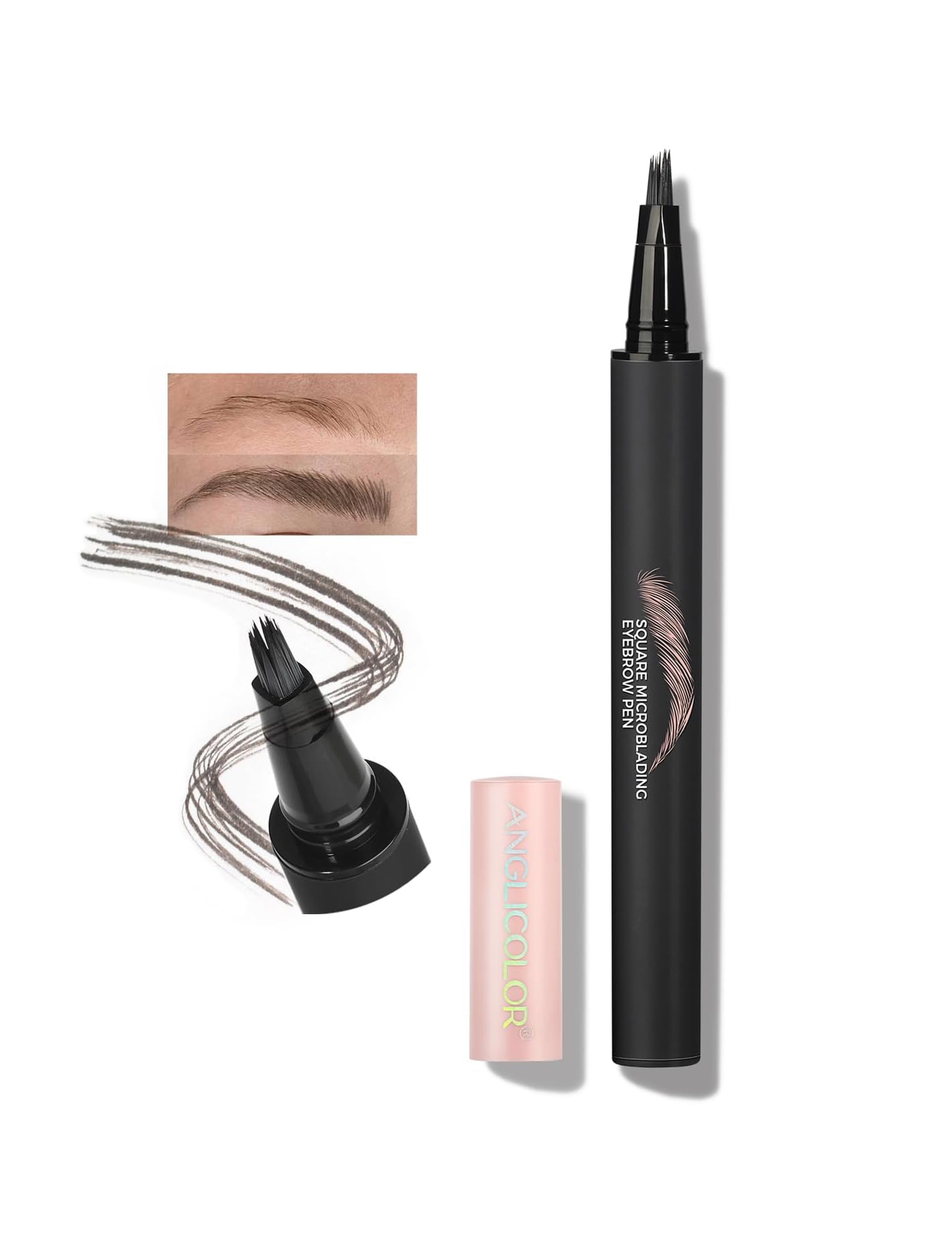 Anglicolor Microblading Augenbrauenstift Einfach Zu Bedienen, Augenbrauenstift Natürlich,Haarähnliche Striche,Outlining Filling,Lang Haltbar,Wischfest,Vegane Formel