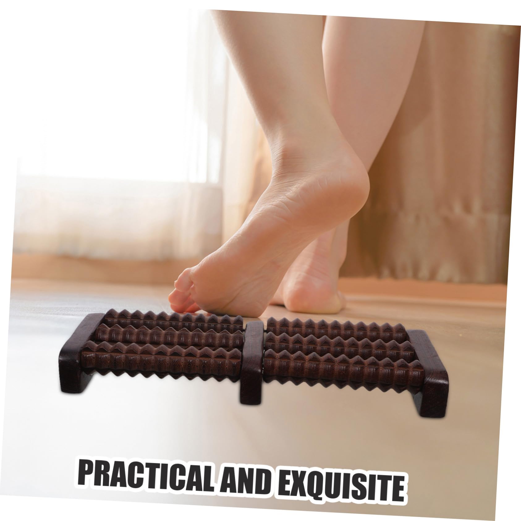 PLAFOPE Rodillo de Masaje de Pies de Madera Natural Portátil y Compacto Masajeador Manual para Aliviar Tensión Muscular y Estimular Circulación para Hombres y Mujeres Casa o Viaje