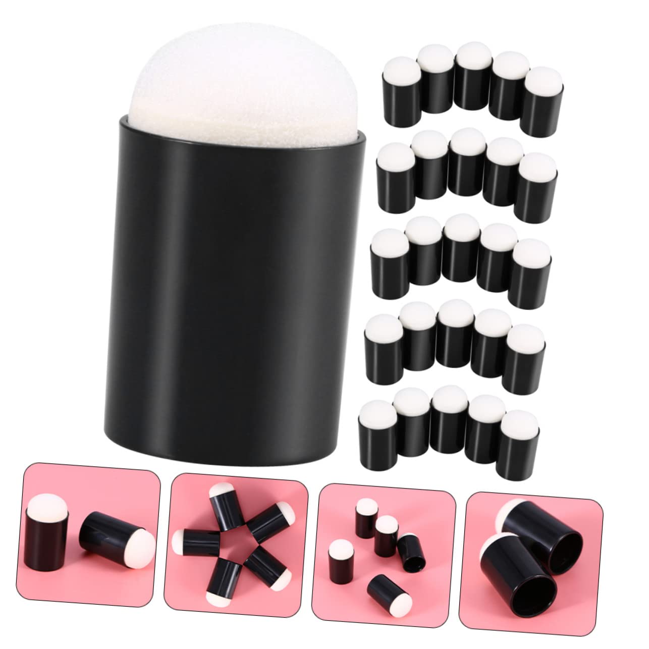 EXCEART 4 Ensembles Éponge De Peinture Au Doigt Éponge pour Les Enfants Jouet pour Les Enfants Faire Une Éponge À Doigts Barbouilleurs Éponge Dibujar Black Plastique 30 Pièces * 4